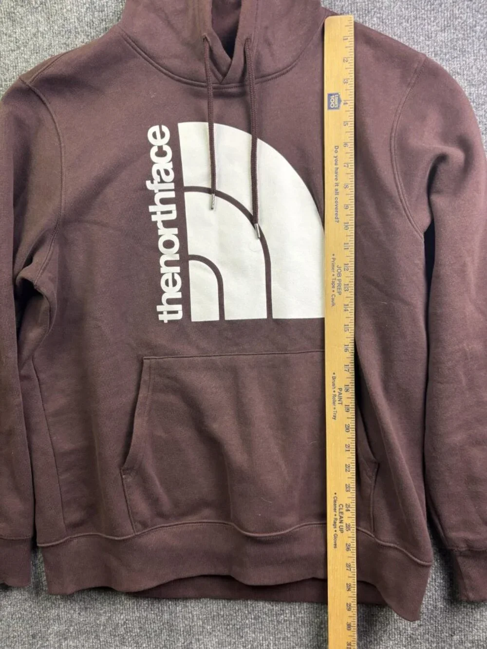 The North Face Hoodie Mens Large Brown Pullover Fleece Sweatshirt Logo Graphic - Picture 3 of 7
